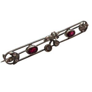 Antique Bezel Set Glass Decorative Bar Pin Brooch (A8165)